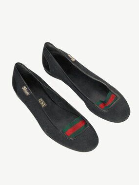 Gucci Black GG Canvas Web Ballet Flats